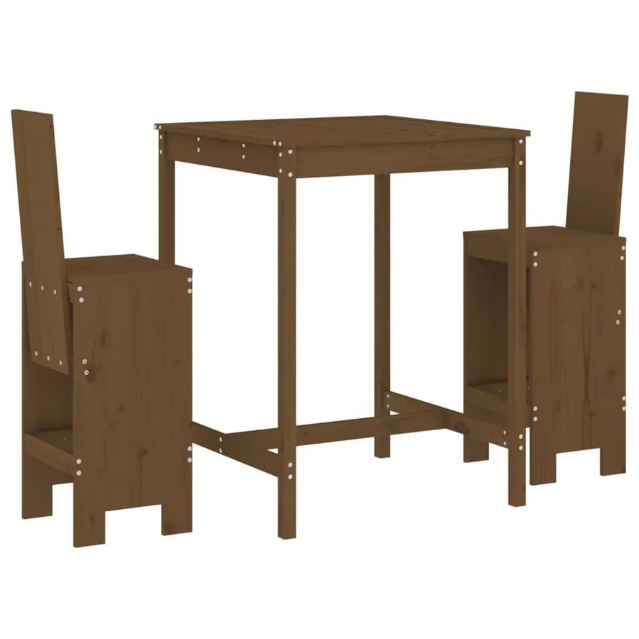 Ensemble de bar de jardin 3 pcs marron miel bois pin massif - 2