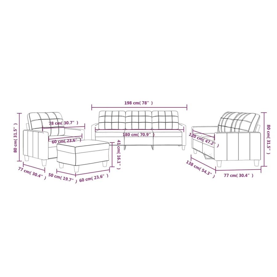 Ensemble de canapés 4 pcs avec coussins Crème Similicuir - 10