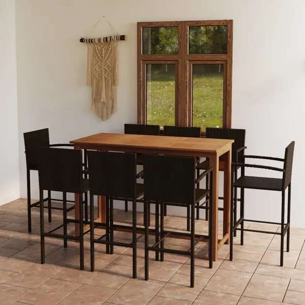 Ensemble de bar de jardin 9 pcs Marron
