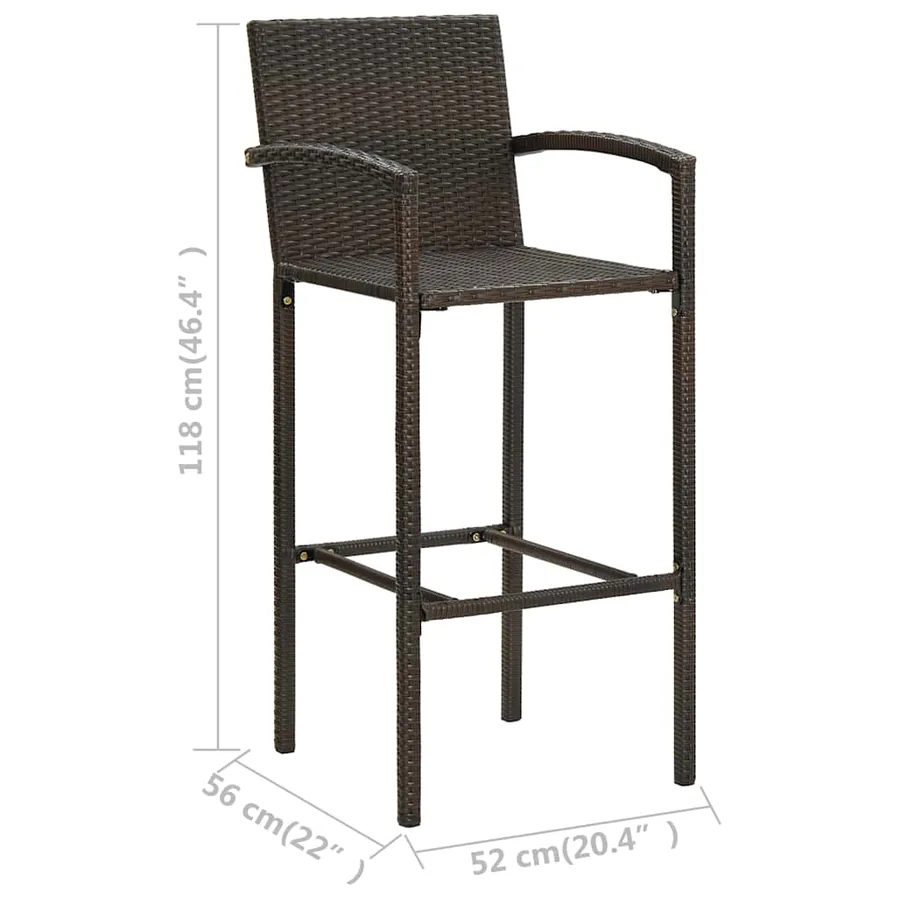 Ensemble de bar de jardin 9 pcs Marron - 12