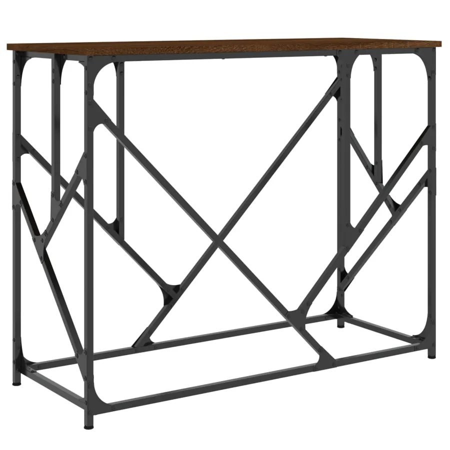 Table console chêne marron 100x40x80 cm bois d'ingénierie - 2