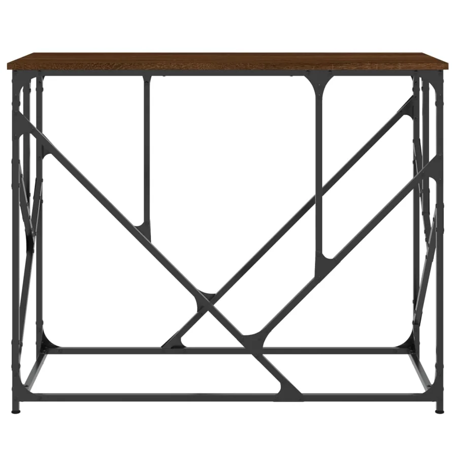 Table console chêne marron 100x40x80 cm bois d'ingénierie - 4