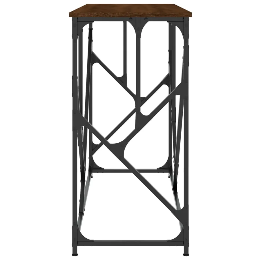 Table console chêne marron 100x40x80 cm bois d'ingénierie - 5
