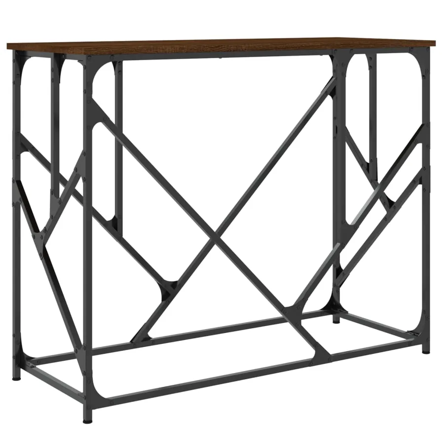 Table console chêne marron 100x40x80 cm bois d'ingénierie - 6