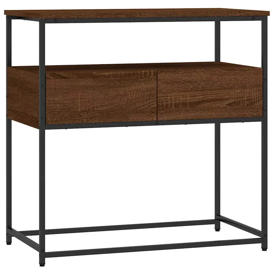 Table console chêne marron 75x40x75 cm bois d'ingénierie - 2
