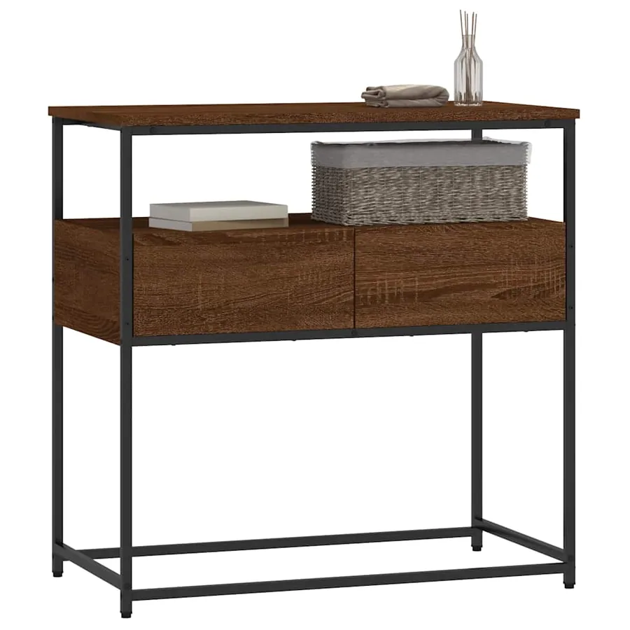 Table console chêne marron 75x40x75 cm bois d'ingénierie - 3