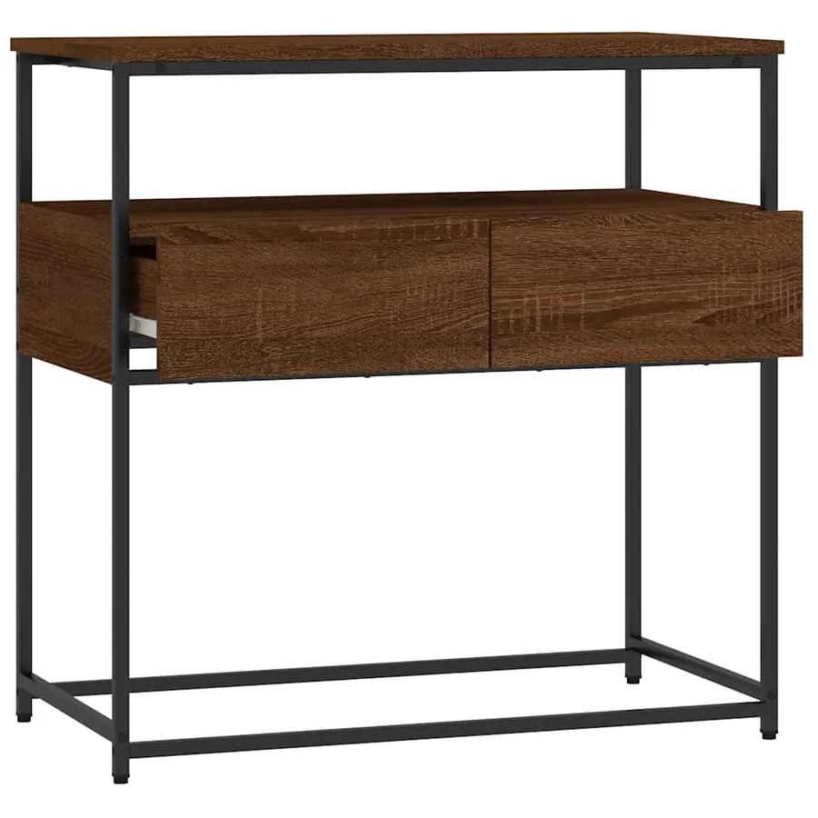Table console chêne marron 75x40x75 cm bois d'ingénierie - 5