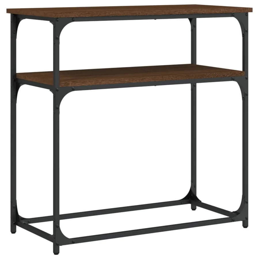 Table console chêne marron 75x35,5x75 cm bois d'ingénierie - 2