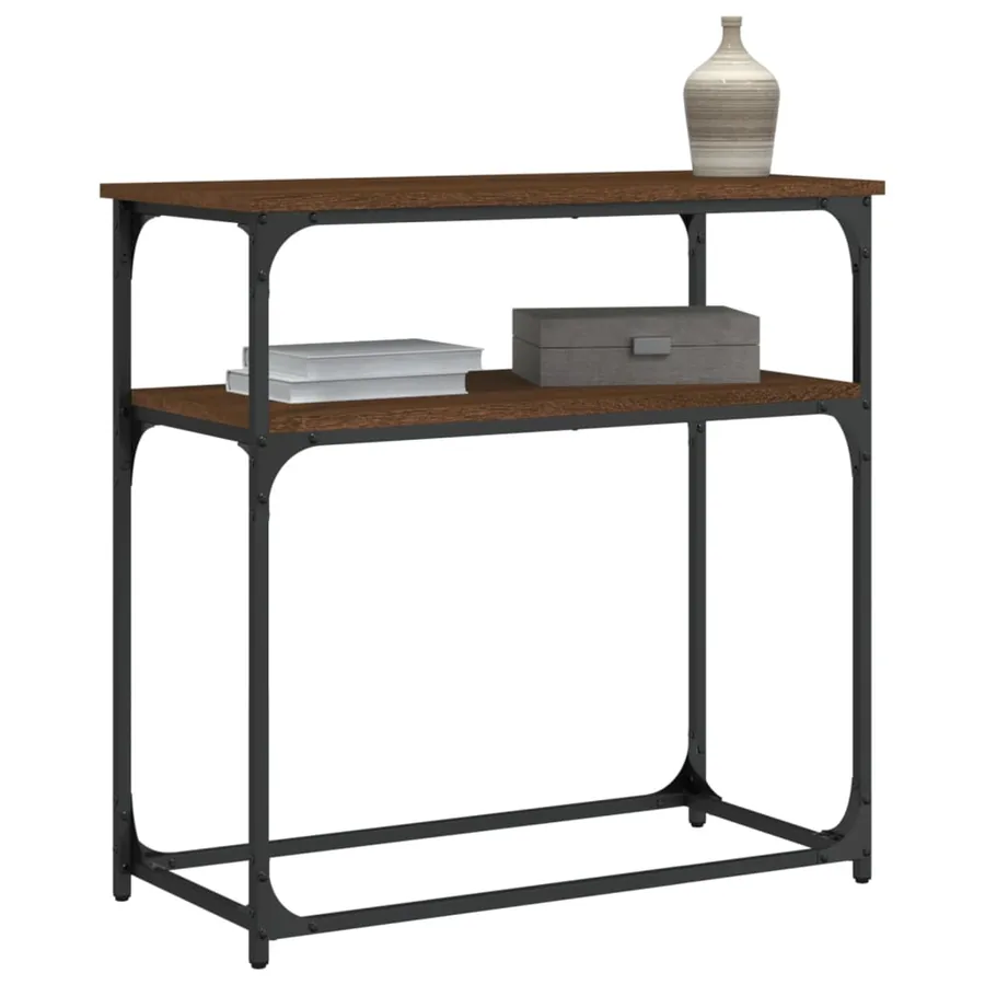 Table console chêne marron 75x35,5x75 cm bois d'ingénierie - 3