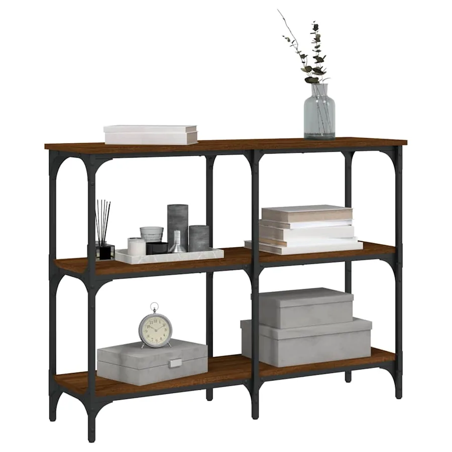 Table console chêne marron 100x29x75 cm bois d'ingénierie - 3