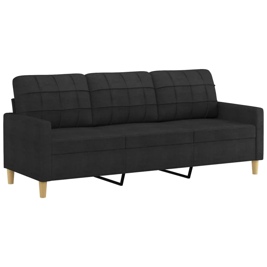 Ensemble de canapés 2 pcs avec coussins Noir Tissu - 4