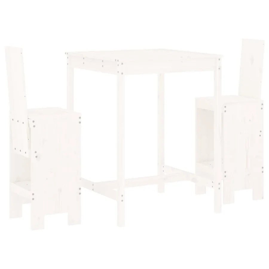 Ensemble de bar de jardin 3 pcs blanc bois de pin massif - 2