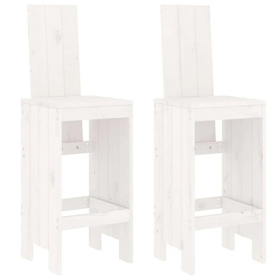 Ensemble de bar de jardin 3 pcs blanc bois de pin massif - 3