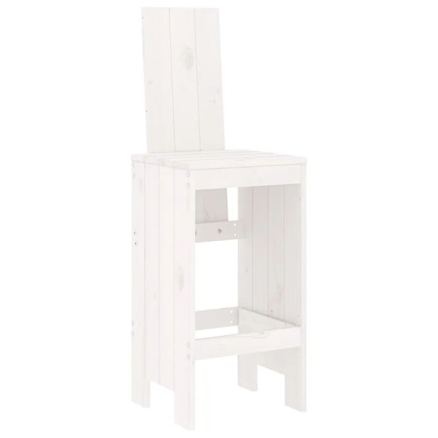 Ensemble de bar de jardin 3 pcs blanc bois de pin massif - 4