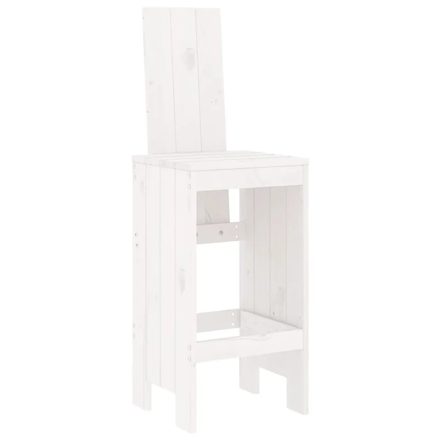 Ensemble de bar de jardin 5 pcs blanc bois massif de pin - 4