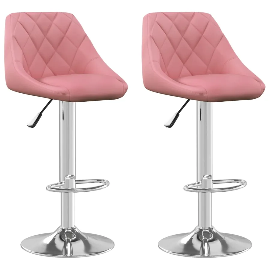 Tabourets de bar lot de 2 rose velours - 2
