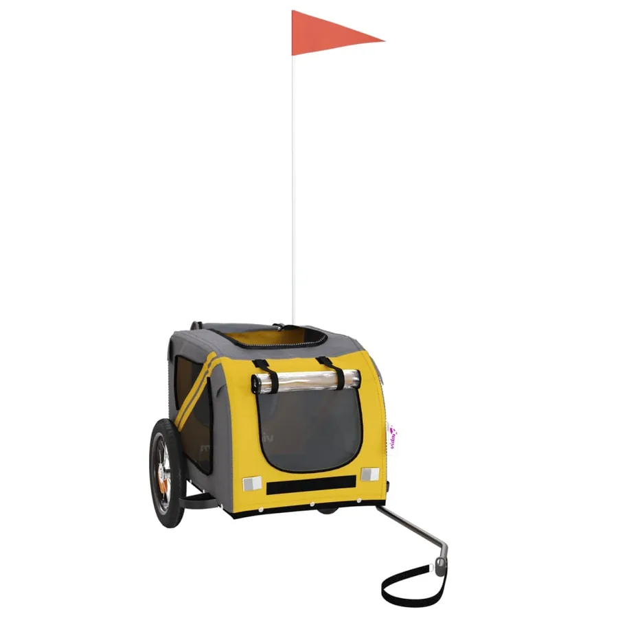 Remorque de vélo pour animaux de compagnie jaune et gris - 3