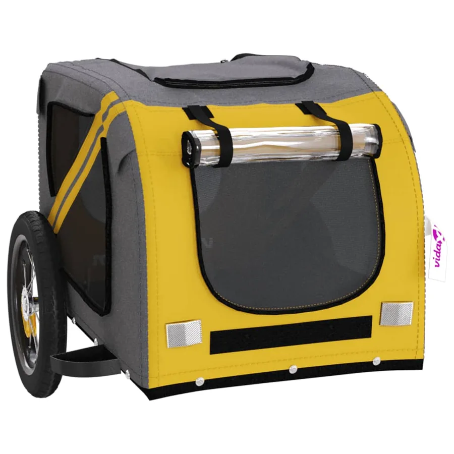 Remorque de vélo pour animaux de compagnie jaune et gris - 5