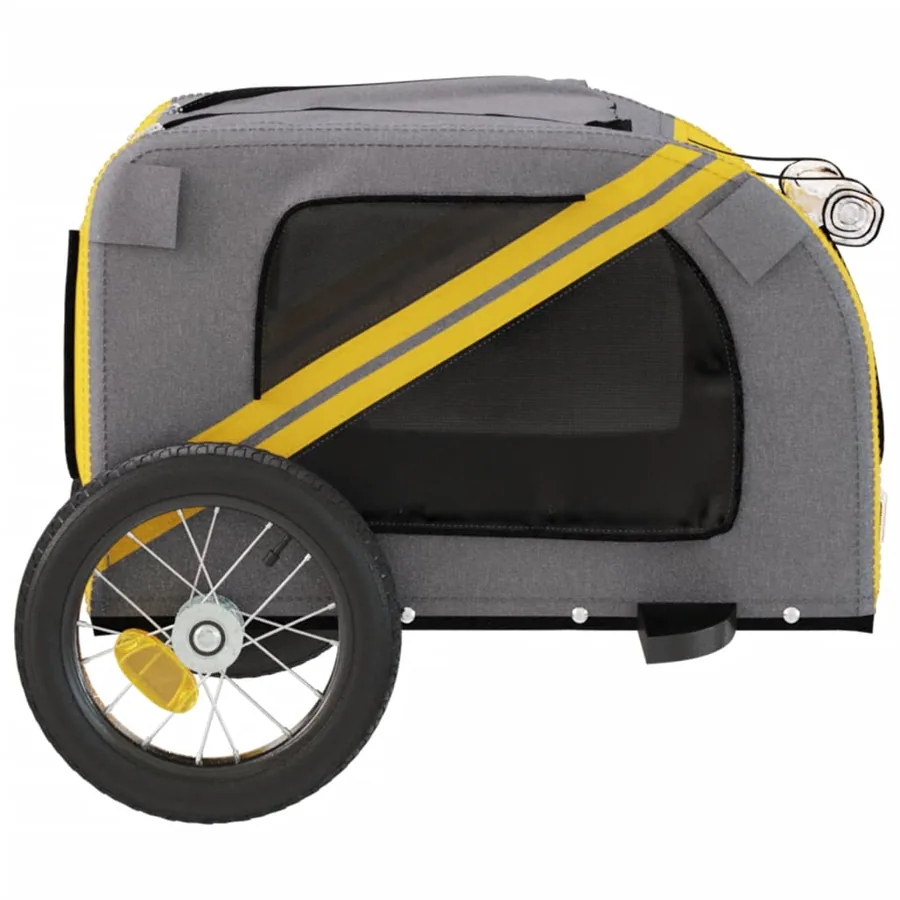 Remorque de vélo pour animaux de compagnie jaune et gris - 7