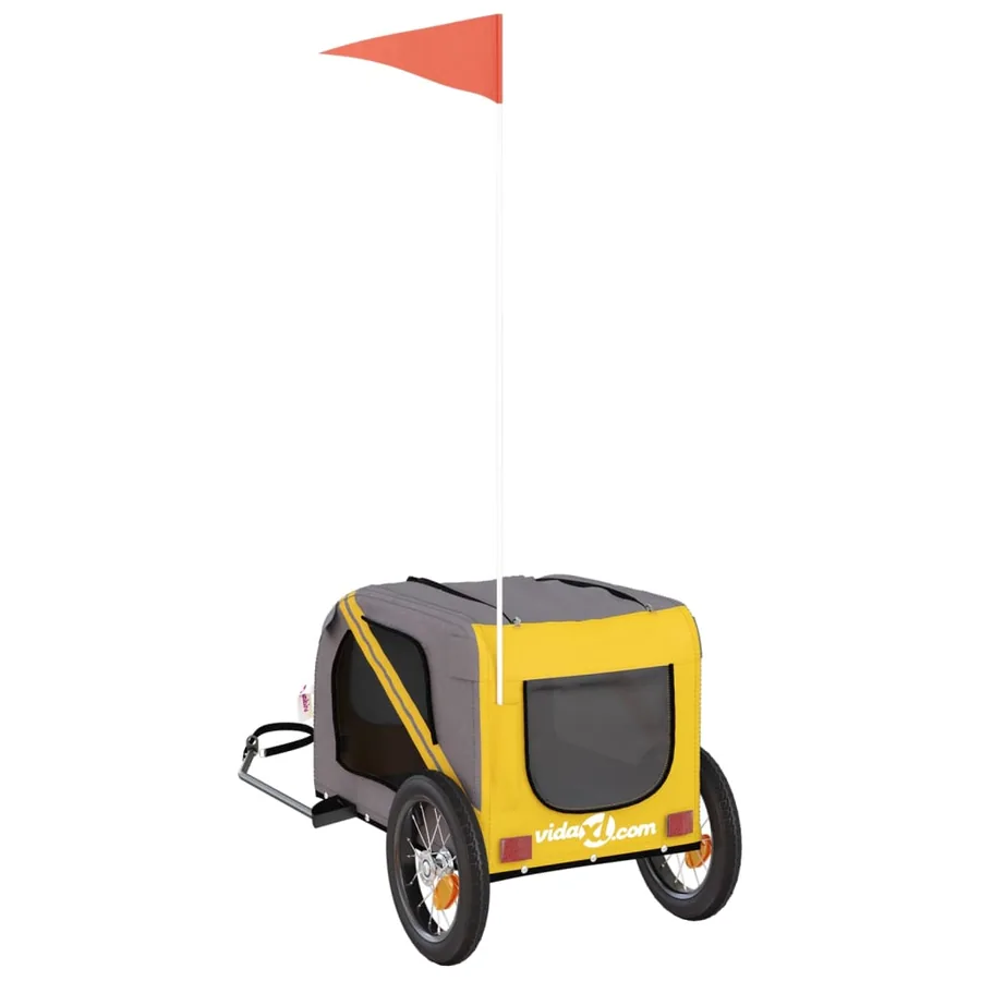 Remorque de vélo pour animaux de compagnie jaune et gris - 8