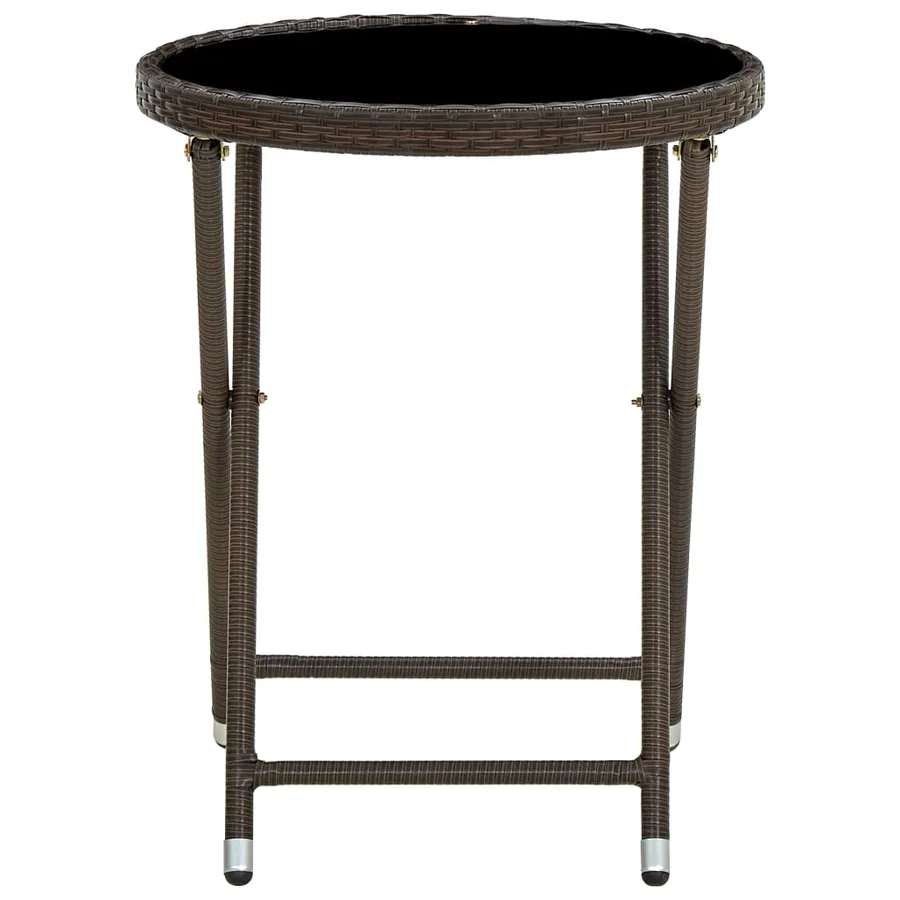 Table à thé Marron 60 cm Résine tressée et verre trempé - 2