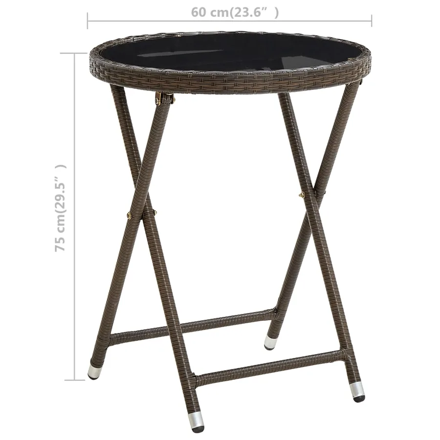 Table à thé Marron 60 cm Résine tressée et verre trempé - 6