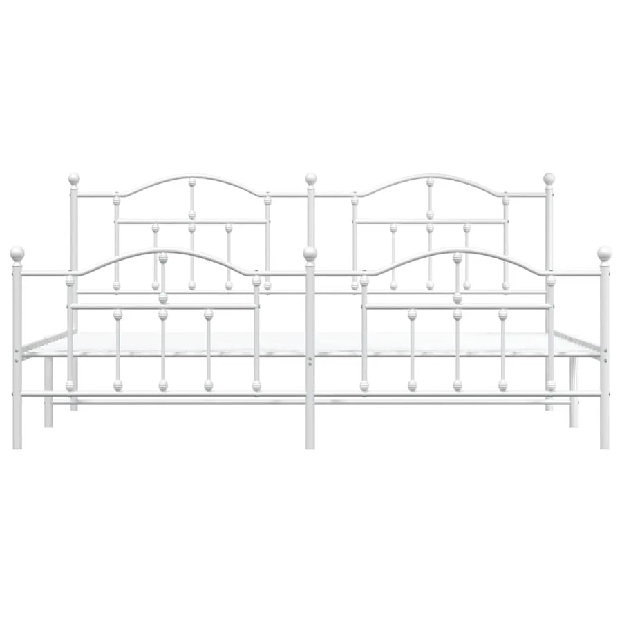 Cadre de lit métal sans matelas et pied de lit blanc 200x200 cm - 5
