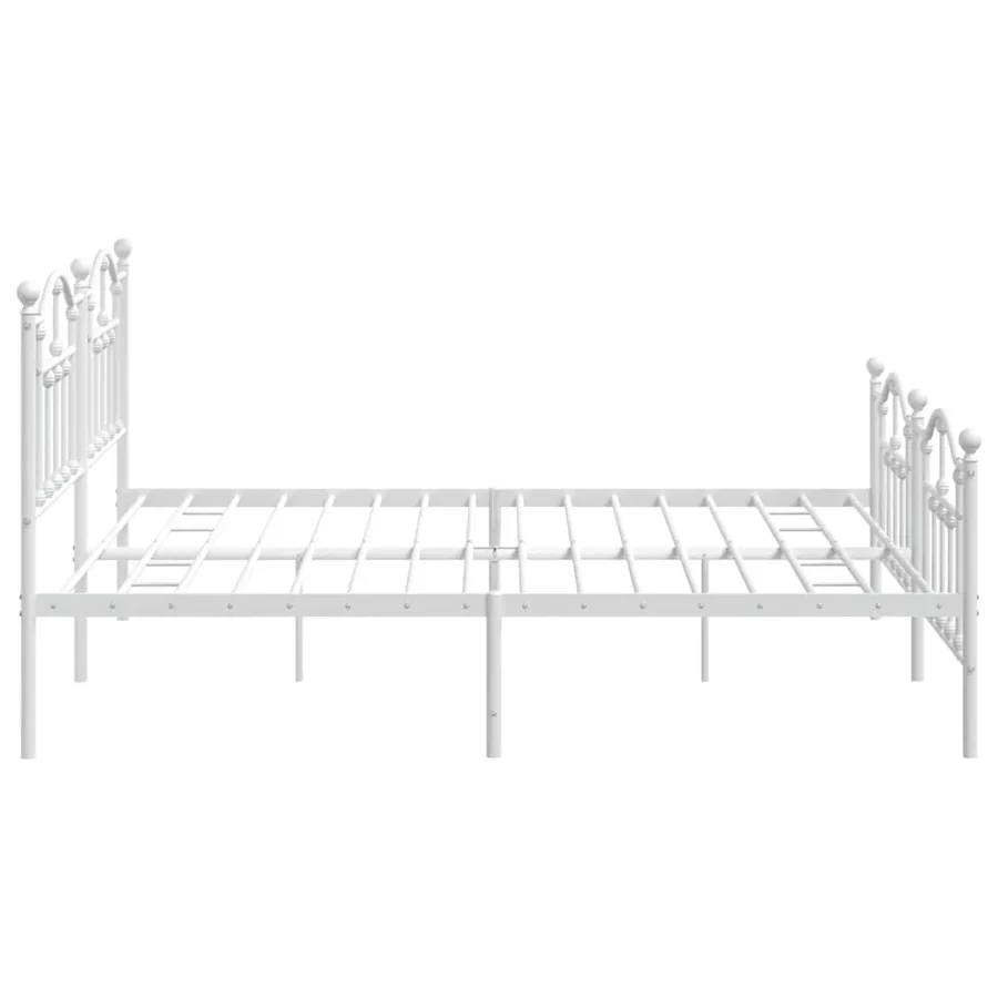 Cadre de lit métal sans matelas et pied de lit blanc 200x200 cm - 6
