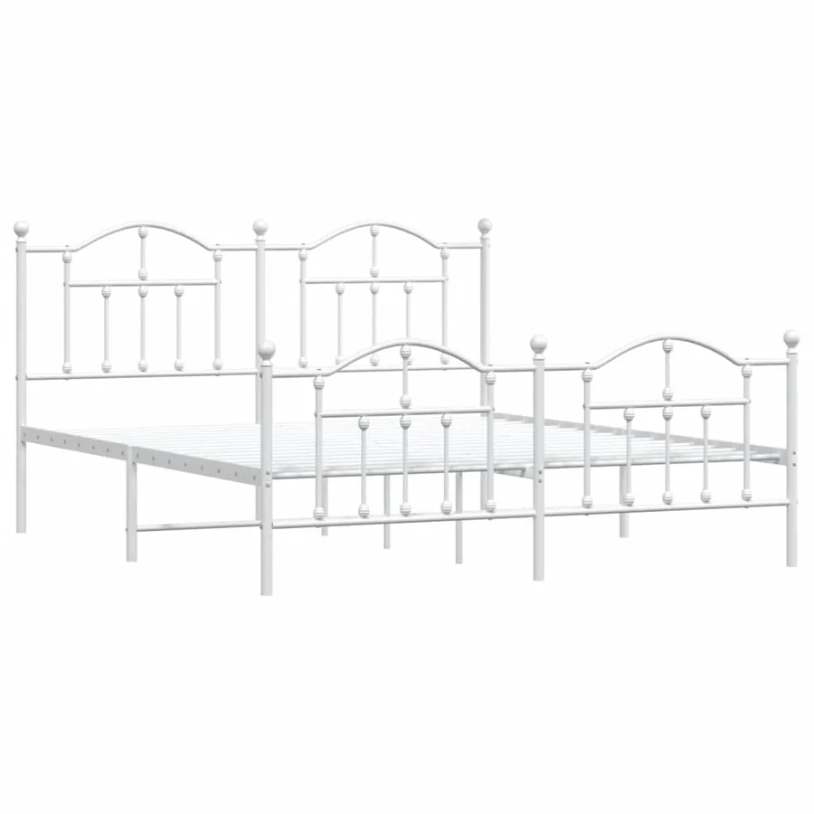 Cadre de lit métal sans matelas et pied de lit blanc 183x213 cm - 3