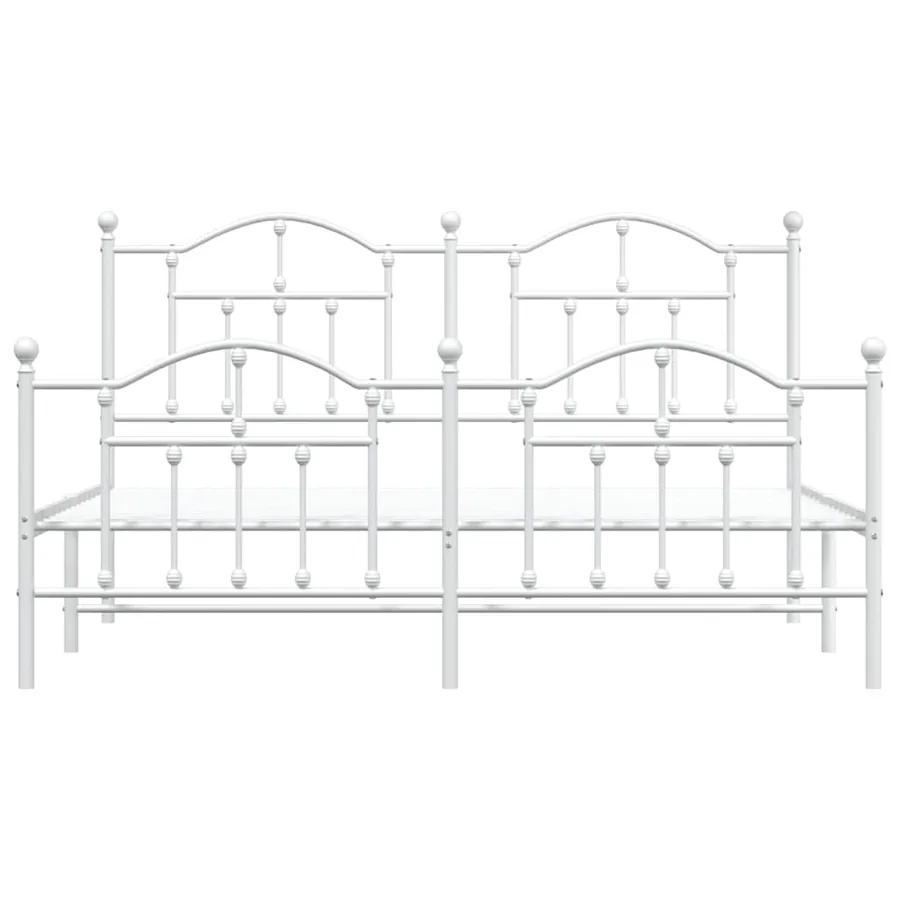 Cadre de lit métal sans matelas et pied de lit blanc 183x213 cm - 6