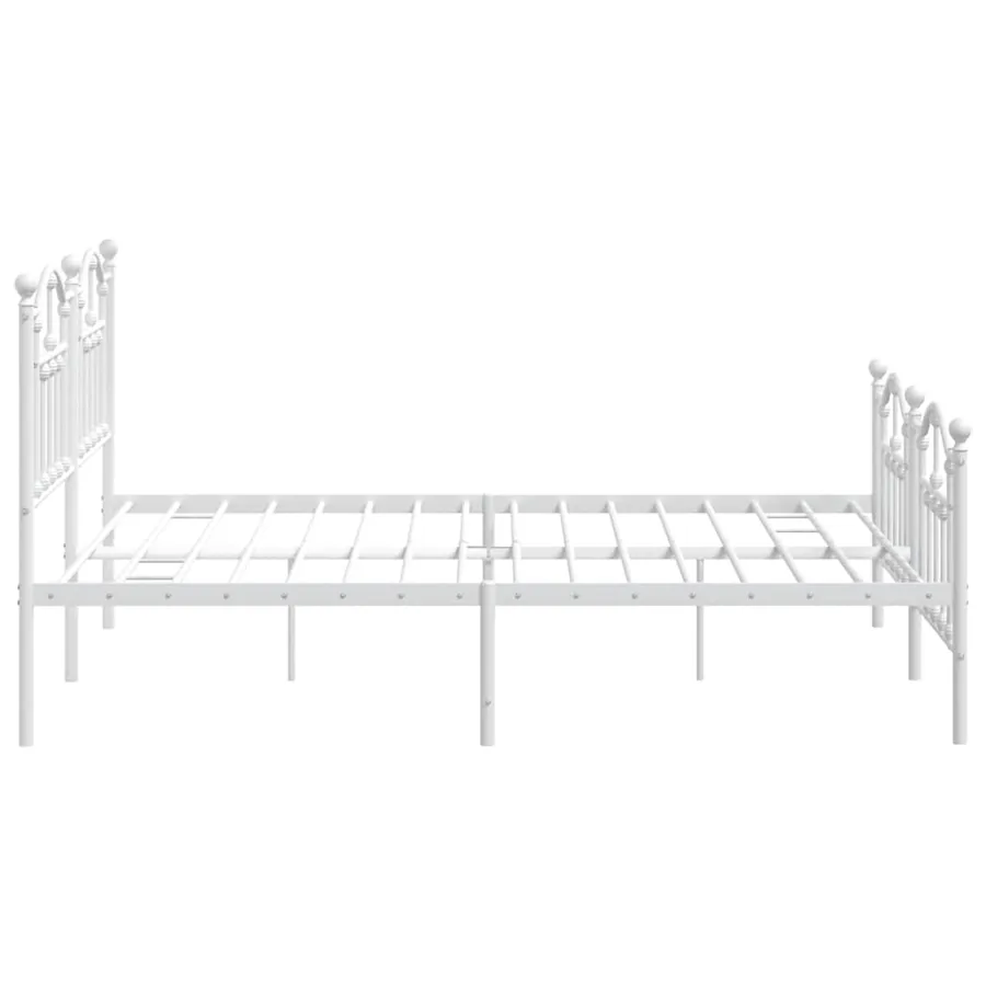 Cadre de lit métal sans matelas et pied de lit blanc 183x213 cm - 7