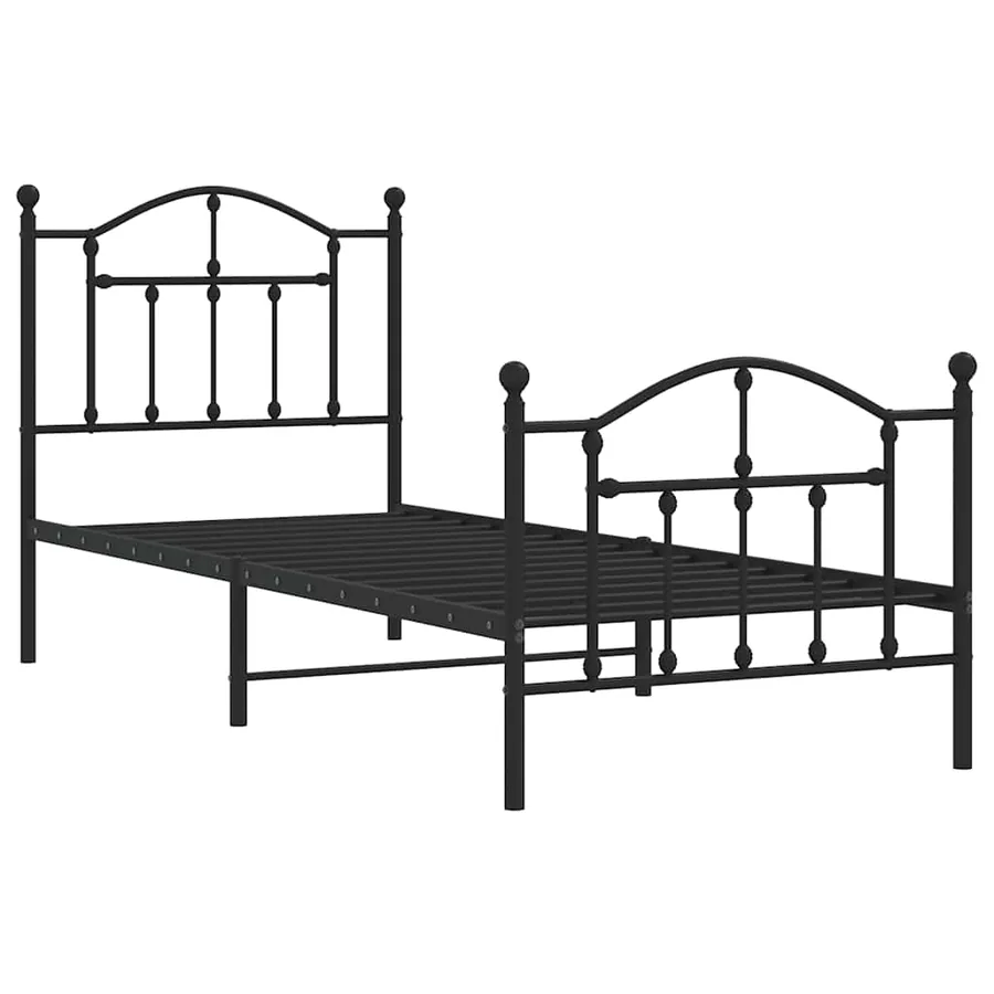 Cadre de lit métal sans matelas avec pied de lit noir 90x190 cm - 3