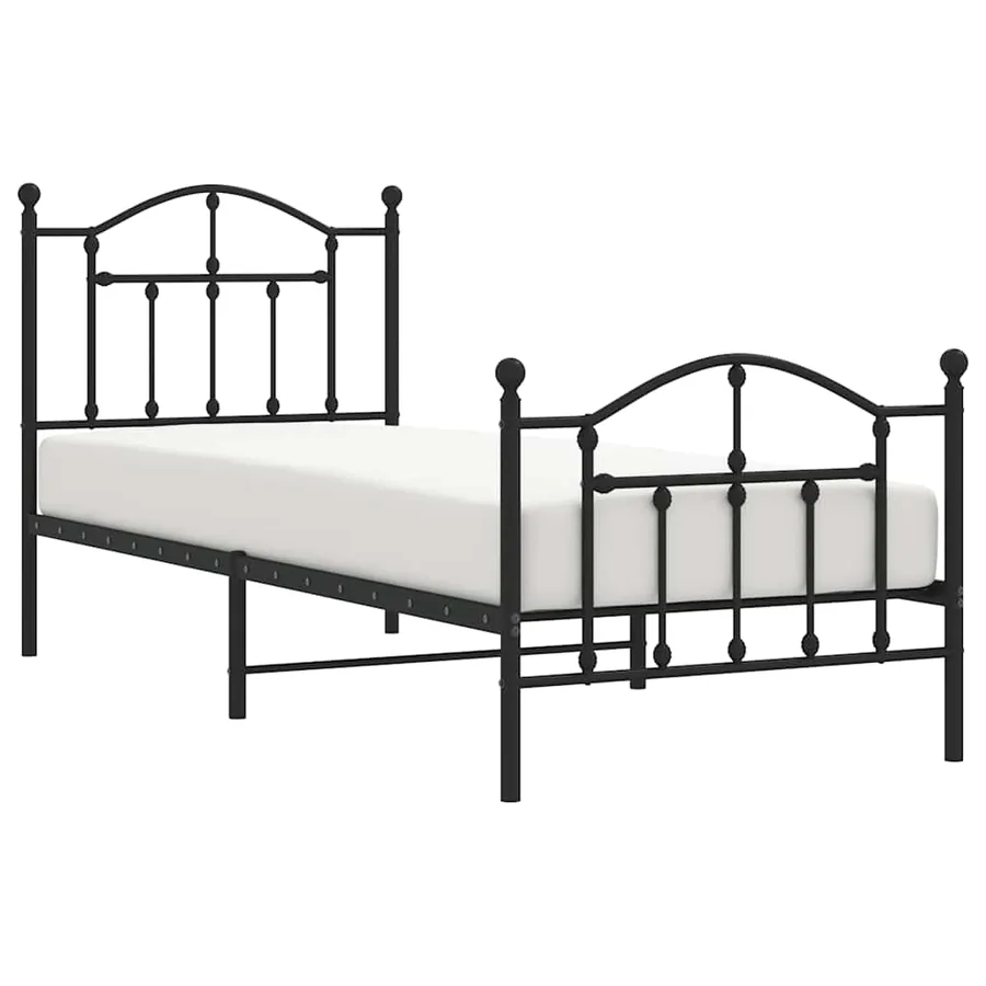 Cadre de lit métal sans matelas avec pied de lit noir 90x190 cm - 4