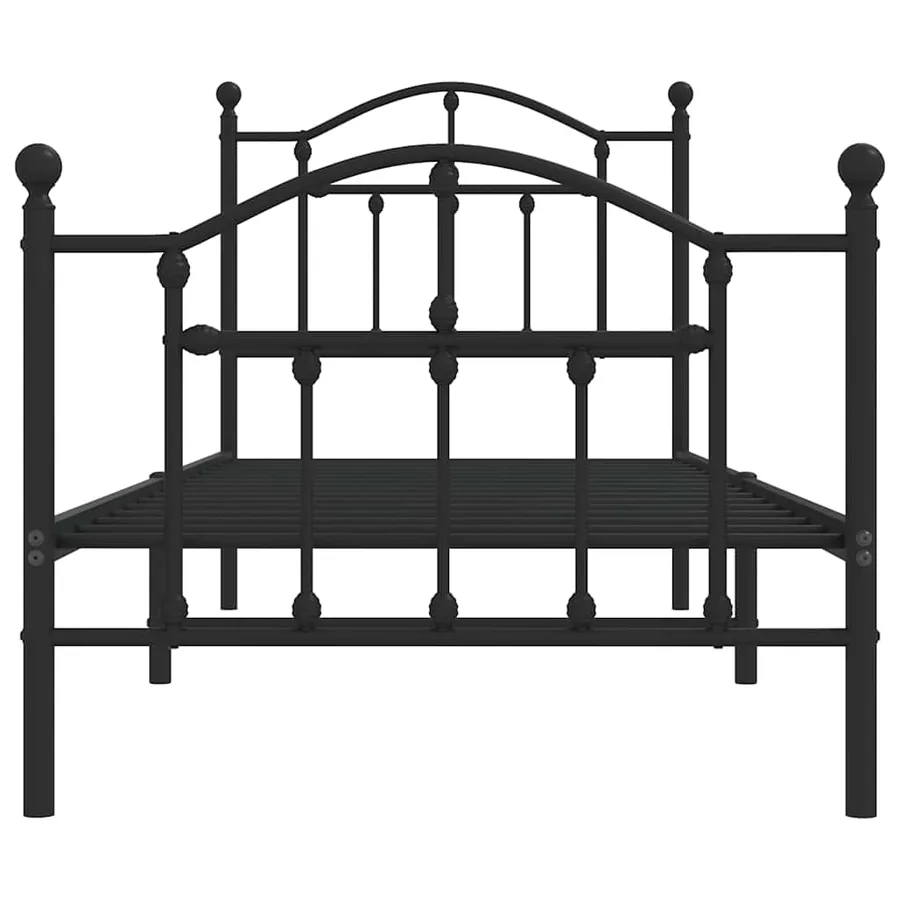 Cadre de lit métal sans matelas avec pied de lit noir 90x190 cm - 5
