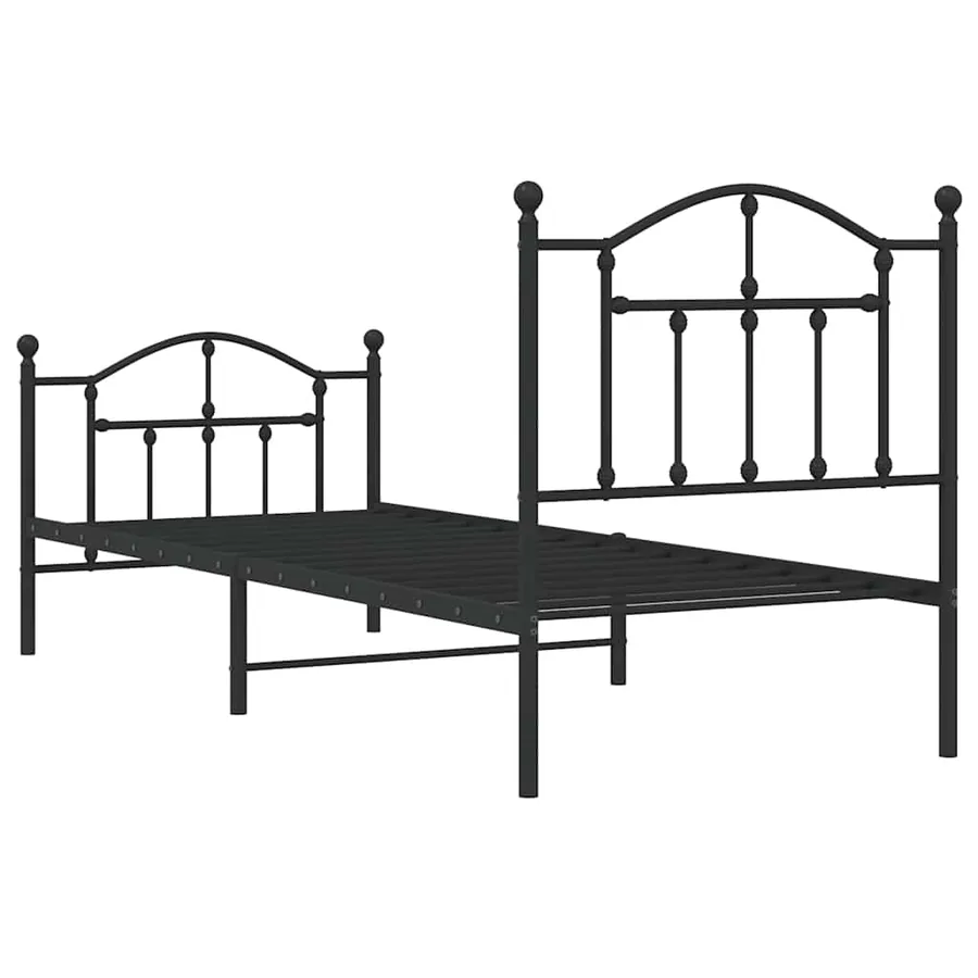 Cadre de lit métal sans matelas avec pied de lit noir 90x190 cm - 7