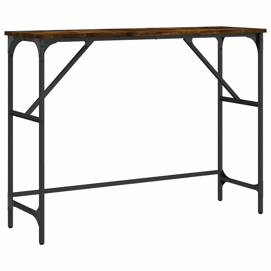 Table console chêne fumé 100x32x75 cm bois d'ingénierie - 2