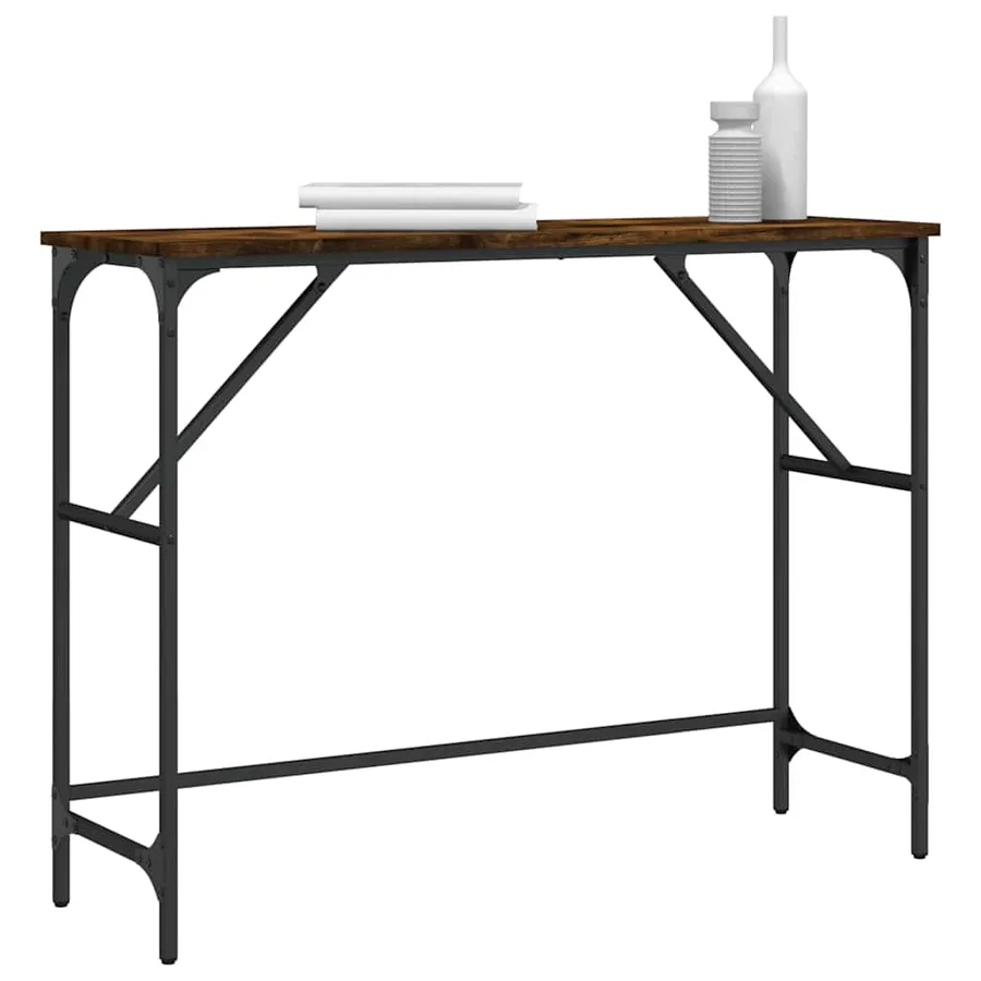 Table console chêne fumé 100x32x75 cm bois d'ingénierie - 3
