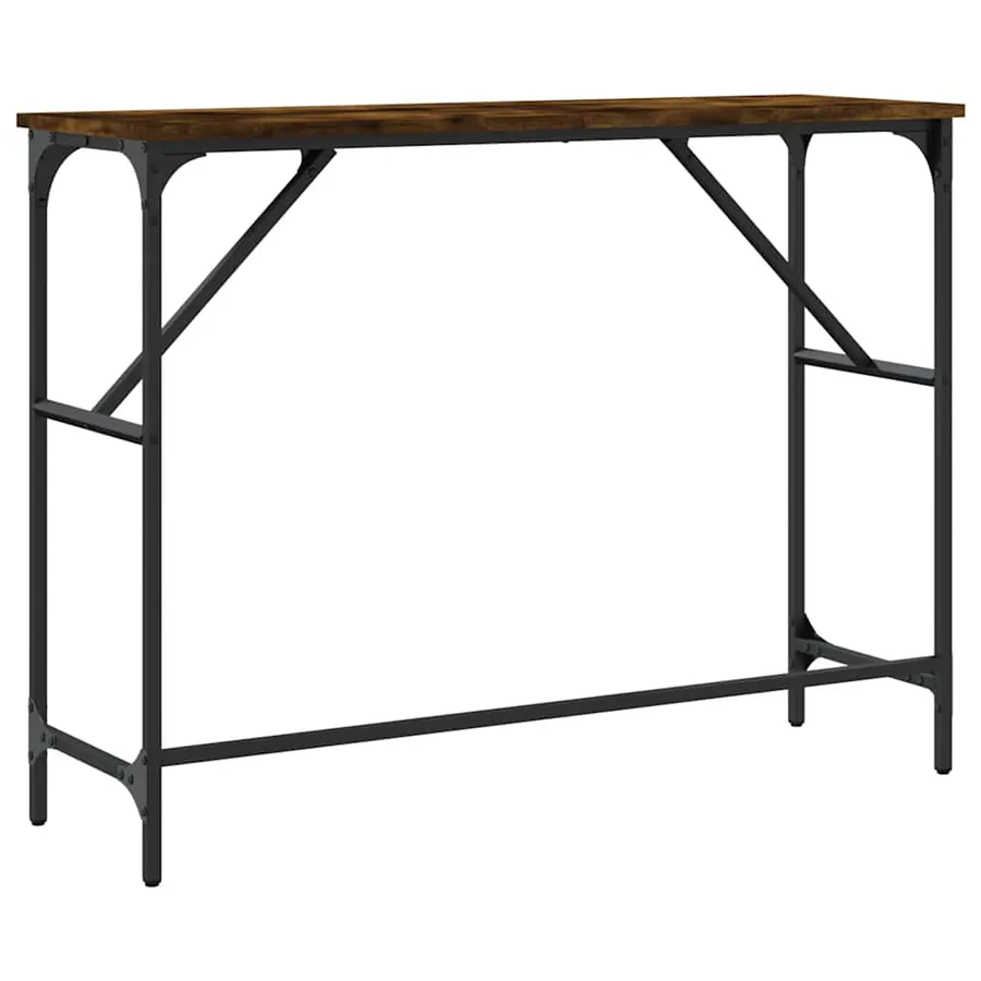 Table console chêne fumé 100x32x75 cm bois d'ingénierie - 6