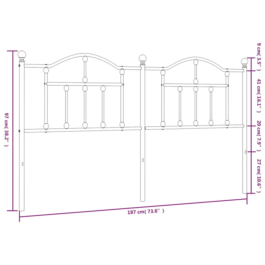 Tête de lit de remplacement métal blanc 180 cm - 7