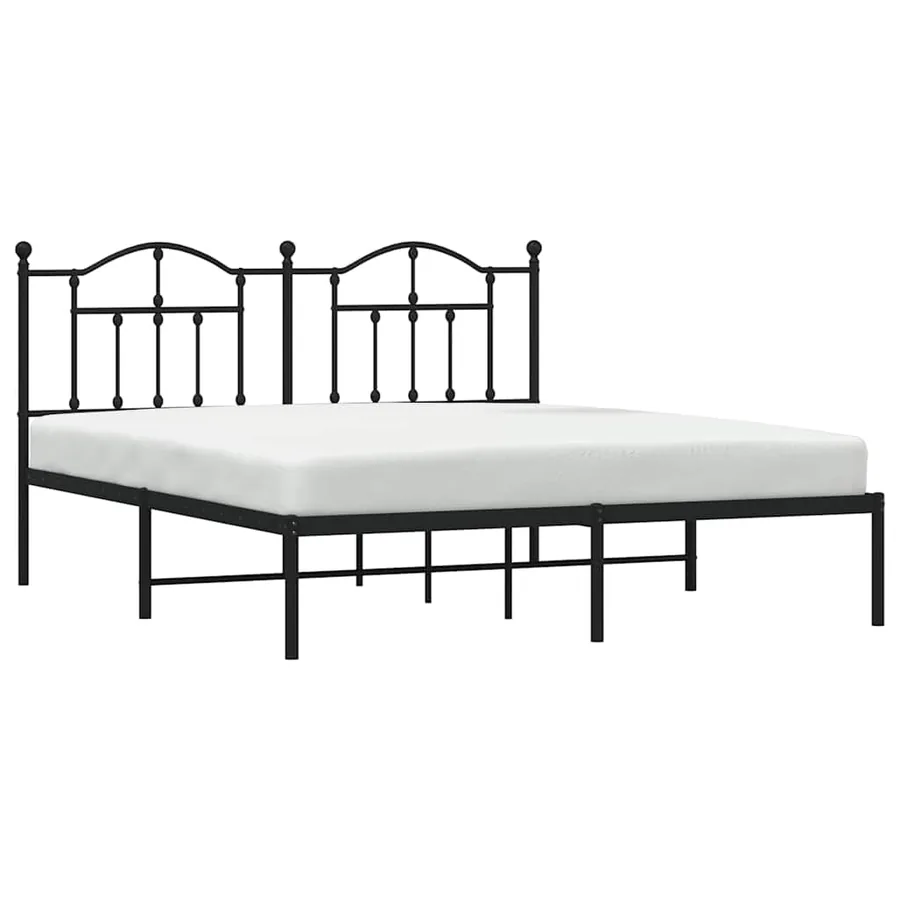 Cadre de lit métal sans matelas et tête de lit noir 160x200 cm - 4