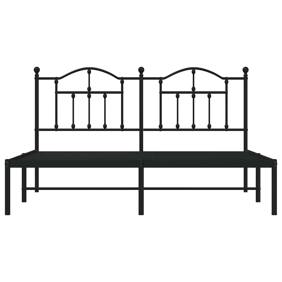 Cadre de lit métal sans matelas et tête de lit noir 160x200 cm - 5