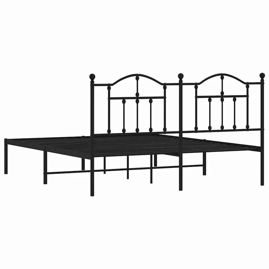 Cadre de lit métal sans matelas et tête de lit noir 160x200 cm - 7