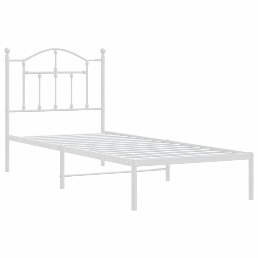 Cadre de lit métal sans matelas avec tête de lit blanc 90x190cm - 3