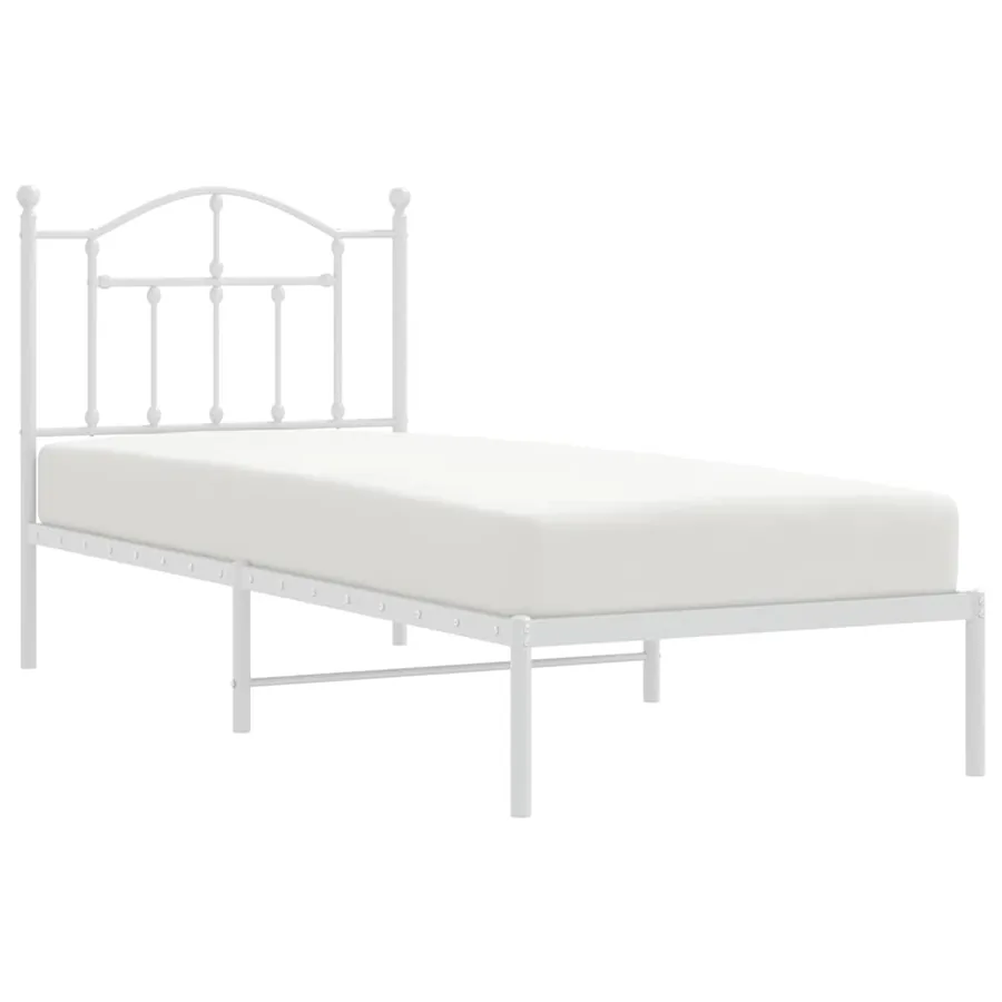 Cadre de lit métal sans matelas avec tête de lit blanc 90x190cm - 4
