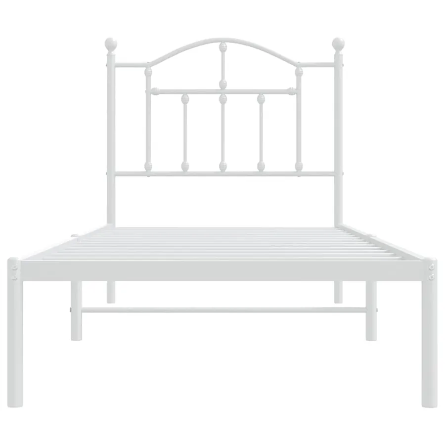 Cadre de lit métal sans matelas avec tête de lit blanc 90x190cm - 5