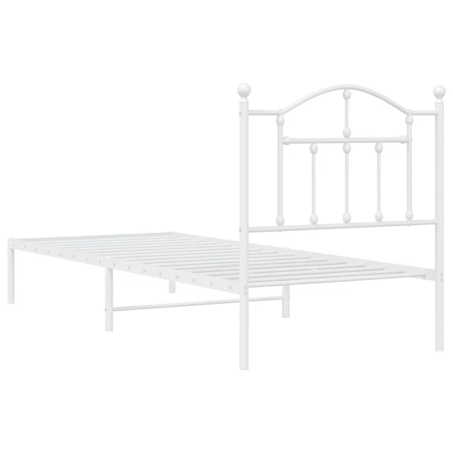 Cadre de lit métal sans matelas avec tête de lit blanc 90x190cm - 7