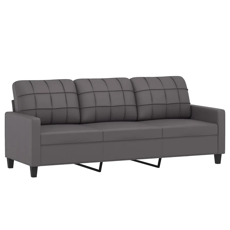 Canapé à 3 places avec repose-pieds Gris 180 cm Similicuir - 4