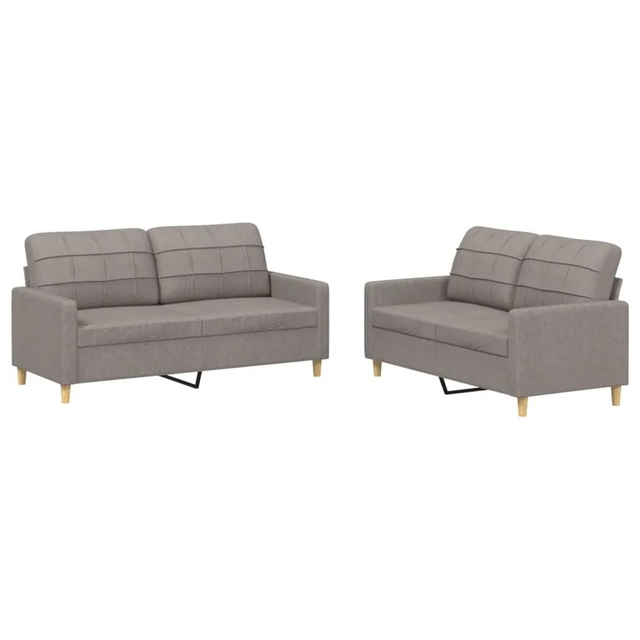 Ensemble de canapés 2 pcs avec coussins Taupe Tissu - 2