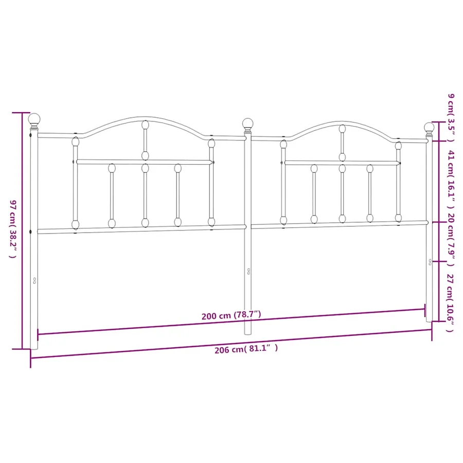 Tête de lit de remplacement métal blanc 200 cm - 6