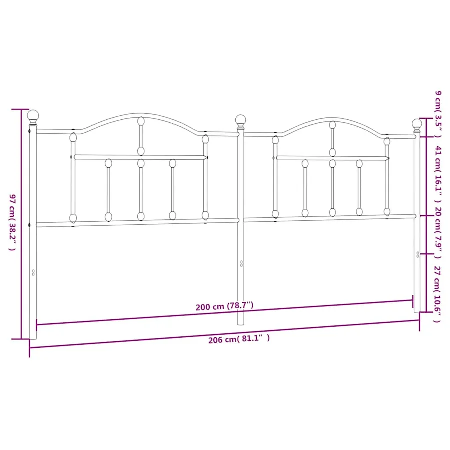 Tête de lit de remplacement métal noir 200 cm - 6